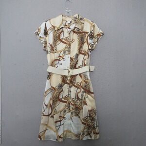 Cache Shirt Dress XS Leopard Chain Belted Mob Wife Equestrian NWT Luxe Chic